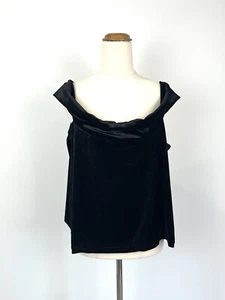 Vintage Charades Womens Top 14 L Black Soft Velvet Off Shoulder Retro 90s Y2K - Picture 1 of 8