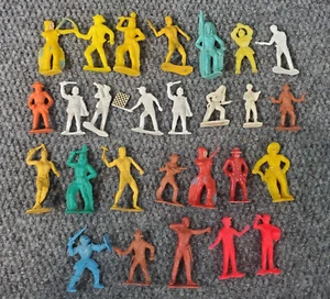 Vtg Toy Figure Lot Marx MPC PP 1960s 1970s Rubber Plastic Yellow White Brown Blu - Picture 1 of 10