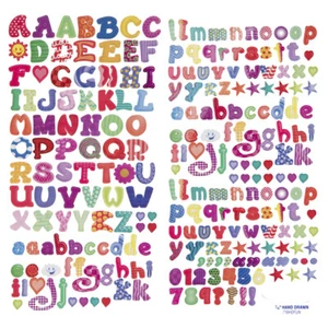 2 Sheets Bright Zany Patterned Alphabet Letters Stickers Planner Scrapbook Craft - Picture 1 of 1