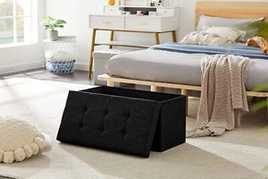 Sitzbank mit Stauraum Sitzhocker faltbar belastbar bis 300 kg 76 x 38 x 38 cm - Bild 1 von 7