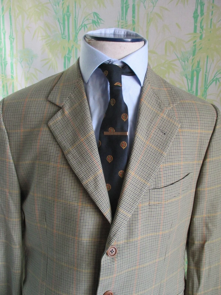 Lubiam 1911 Beige Marrón Pata de Gallo Cuadros Blazer Abrigo Deportivo Chaqueta 44S Foto 1 de 4