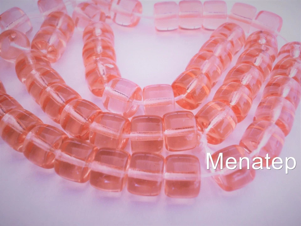 25 cuentas de rodillo Druk de vidrio checo de 7 x 9 mm: rosa Foto 1 de 1