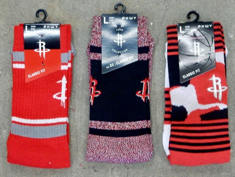 3 Pack NBA Houston Rockets Stripes Socks Crew Retro Uniform Varsity Camo Red Cover