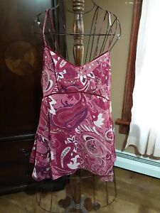 Size XL Maternity Announcements Spaghetti Strap Cami Lined With Bra Pink Paisley