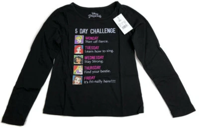 Disney Princess Girls Long Sleeve T-Shirt Sz Small (6/6X) Days of the Week Tee - Image 1 of 4