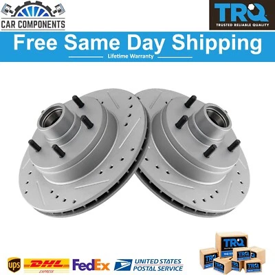 TRQ New Front Brake Rotor Set For 1991-1996 Buick Cadillac Chevy Olds - Image 1 of 4