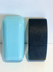 1 x TIFFANY & Co Large Blue Patent + 1 x PRADA Black Empty Sunglasses Hard Case - Picture 1 of 12