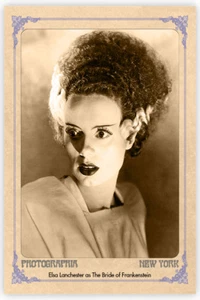 ELSA LANCHESTER LA SPOSA DI FRANKENSTEIN 1935 Horror Vintage Foto Cab Card RP - Foto 1 di 1