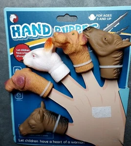 5 Vinyl Finger Puppets ~ 2 Dogs, 2 Horses, 1 Bunny ~ NEW - Picture 1 of 5
