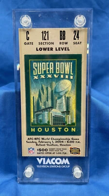 Super Bowl 38 New England Patriots vs. Carolina Panthers Lucite Encased Ticket - Image 1 of 3