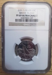 2001 S Silver 25c Rhode Island NGC PF69 Ultra Cameo - Picture 1 of 2