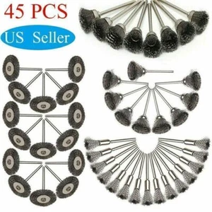 45pc Stainless Steel Wire Brush For Dremel Rotary Die Grinder Removal Wheel Tool - Picture 1 of 16