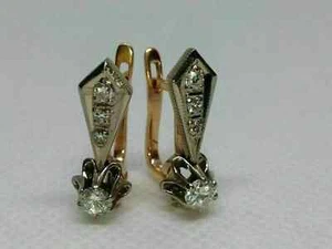 1.20Ct Round Cut Moissanite Drop/Dangle Earrings  14K Yellow Gold Plated - Picture 1 of 2