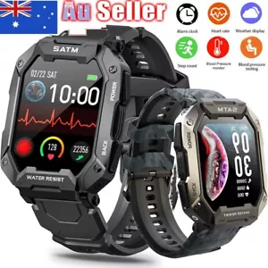 Smart Bluetooth Watch Rugged Military Outdoor Sports Heart Rate Fitness Tracker - Bild 1 von 14