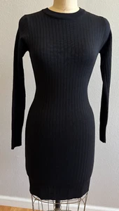 NWT Barneys New York Little Black Sweater Dress Italy XS Extra Fine Merino Wool - Picture 1 of 6