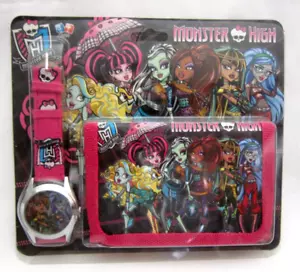 Unisex Monster High Analog Pink Watch and Match Tri-Fold Wallet-Brand New!2 - Picture 1 of 2