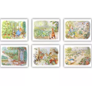 Peter Rabbit Garden Nursery Decor Beatrix Wall Art Set of 6 Prints 8.5x11 inch - Picture 1 of 8