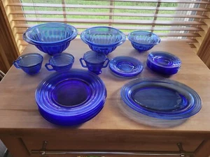 Hazel Atlas Cobalt Blue Depression Glass / 21-Piece Set / Absolutely Excellent - Picture 1 of 1