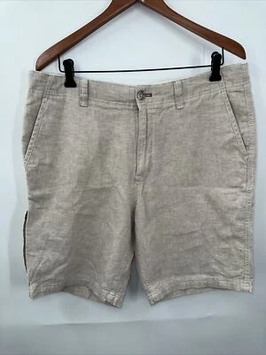 Eddie Bauer Shorts Mens 35 Tan Linen Blend Drawstring Slash Pockets Casual Q2 - Image 1 of 4