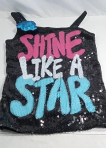 Camiseta sin mangas Justice Girls "Shine Like a Star" negra con lentejuelas talla 8 - Imagen 1 de 7