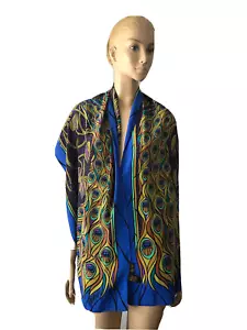 BOB MACKIE LANGER SCHAL mit abstraktem Druck Logo 100 % Seide - Bild 1 von 7