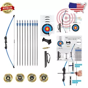 Complete Archery Set for Kids - 45" Bow, 9 Arrows & Target Faces for Ages 8-16 - Picture 1 of 8