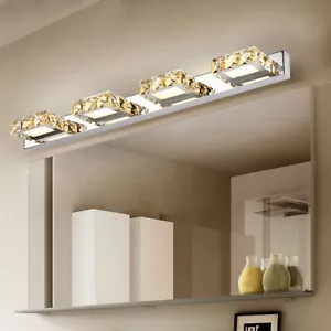 Modern LED Crystal Front Mirror Toilet Wall Lamp Make-up Vanity Light Bathroom - Picture 1 of 23