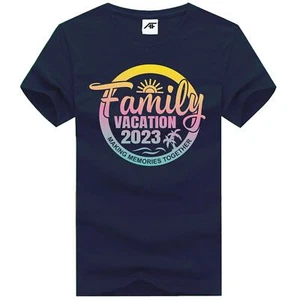 Kids Family Vacation 2023 Printed Tshirt Mens Crew Neck Party Top Tees - Picture 1 of 5