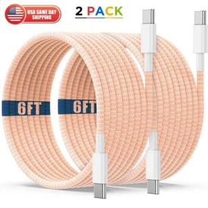 2x 6ft For iPhone 16 15 Pro Max USB-C to Type C Cable Fast Charger Charging Cord - Picture 1 of 7