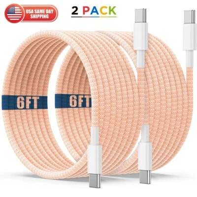 2x 6ft For iPhone 16 15 Pro Max USB-C to Type C Cable Fast Charger Charging Cord - Image 1 of 4