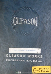 Gleason No. 16 Hypoid Generator, Parts List Manual Year (1937) - Picture 1 of 1