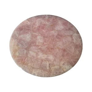 Pink Rose Quartz Coffee Table Top Handmade Real Gemstone Random Art Home Decor - Picture 1 of 5