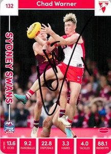 Signed 2023 Sydney Swans AFL TeamCoach Card - Chad Warner - Foto 1 di 3