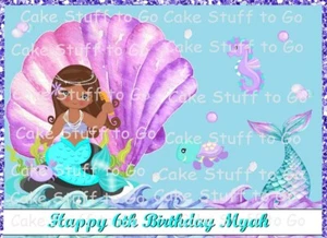 Mermaid Black / Ethnic Edible Cake Topper Decoration - Picture 1 of 1