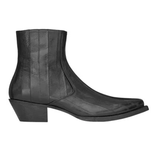 Runway Retro Men's Pull On Chelsea Ankle Boots Block Heel Real Leather Cowboy 46 - Picture 1 of 13
