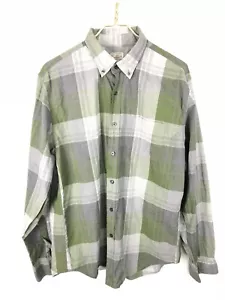 J.Crew Qualität gewebtes Knopfleiste Shirt Herren groß 100 % Baumwolle grün grau kariert - Bild 1 von 5