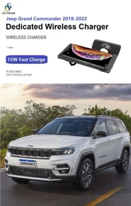 15W QI Car Wireless Charger Phone Fast Charging Pad For Jeep Commander 2018-2022 - Imagen 1 de 16
