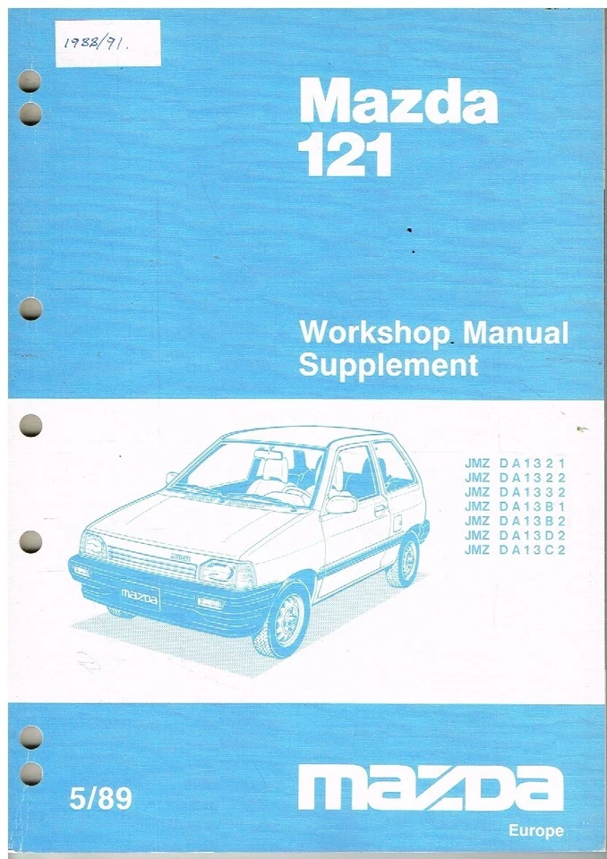 MAZDA 121 Mk1 SALOON ORIGINAL 1989 MODEL YEAR FACTORY WORKSHOP MANUAL SUPPLEMENT - Image 1 of 1