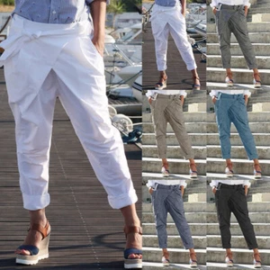 Women Solid Joggers Pants Ladies Holiday Casual Slim Trousers Joggers Plus Size - Picture 1 of 20