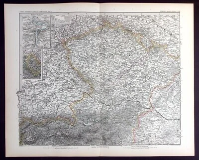 BOHEMIA, PRAGUE,  AUSTRO-HUNGARIAN EMPIRE, original antique map, Stieler, 1889 - Image 1 of 4