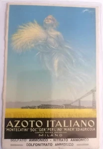 PUBBLICITARIA Illust. MAZZA Azoto Italiano Circa 1940 Montecatini Milano - Foto 1 di 2