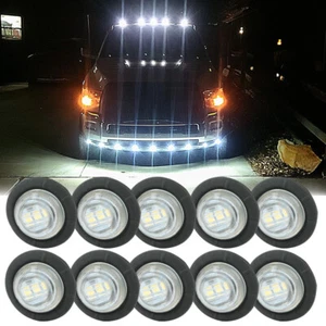 10x 3/4" Round Smoked White LED Truck Trailer Side Marker Lights Bullet Lamp US - Foto 1 di 11