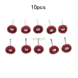 10Pcs Red Scouring Pad Polishing Wheel Buffing with 3mm Shank for Rotary Durable - Picture 1 of 10
