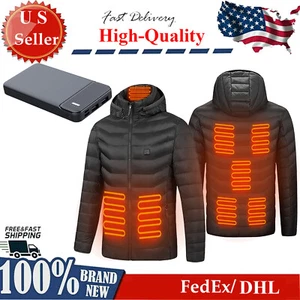 Winter Heated Jacket with 20000mAh Battery Heating Zipper Hooded Windproof Coat - Picture 1 of 16