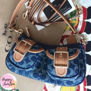 Coach CY700 Ashton Baguette 2-Wege-Outlet-Tasche aus charakteristischem Canvas jeansblau braun - Bild 1 von 11
