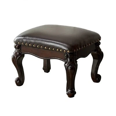 Taburete de pie microfibra cuero otomano madera taburete vintage sofá pequeño taburete pie Foto 1 de 4