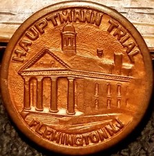 1934 Encased Cent Coin Token Hauptmann Trial Souvenir Lindbergh Baby Kidnapping