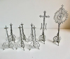 RARE LOT D'OBJETS RELIGIEUX POUR JEU DE MESSE POUPÉE ANCIENNE 8 PIÈCES - SUPERBE - Imagen 1 de 14