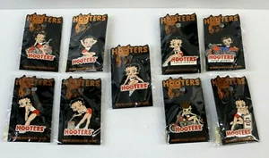 Hooters Pin Betty Boop Series 2005 Set Of 9 Pins NEW IN PACKAGE! - Picture 1 of 2