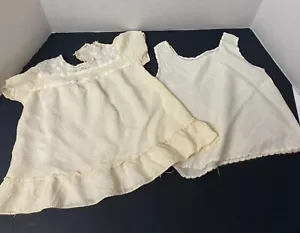 Vintage Babies dress Cream Colored Polyester size 3-6mo? With Slip - Picture 1 of 10